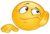 Пін може містити: an emoticive smiley face with one hand on his chin and the other behind him