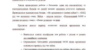 Звіт асистента вчителя про проведену роботу в інклюзивному класі під час дистанційного навчання
