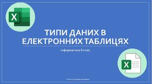 Презентація до уроку інформатики у 6 класі  "Типи даних в електронних таблицях".
