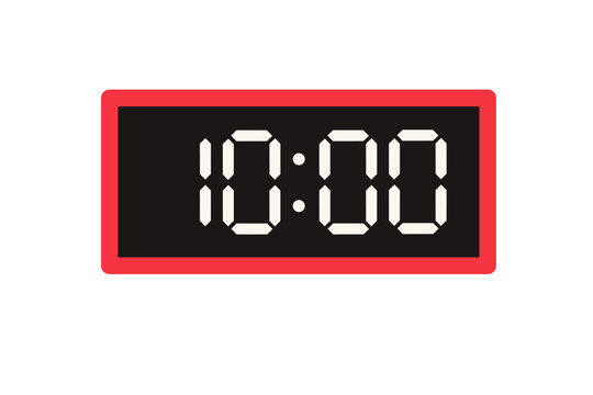 Vector flat illustration of a digital clock displaying 10.00 . Illustration of alarm with digital number design. Clock icon for hour, watch, alarm signs. Stock Vector | Adobe Stock