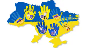 Велика карта (мапа) України з долоньками