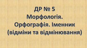 Морфологія. Орфографія. Іменник (відміни та відмінювання)
