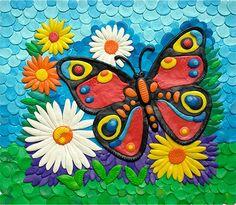 Пін може містити: a painting of a butterfly and daisies