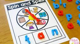 Spin and spell game. CVC words