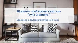 Конспект заняття "Щоденне прибирання квартири (сухе й вологе )" СПО 6 клас
