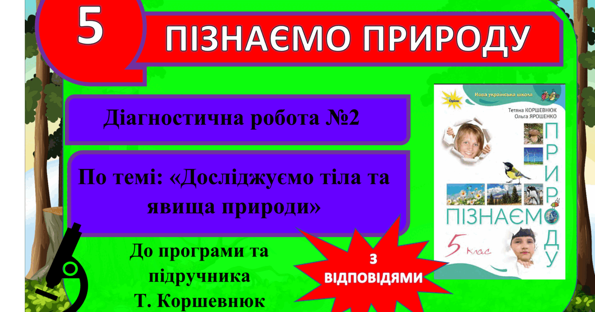 Діагностична робота №2 (контрольна). Досліджуємо тіла та явища природи