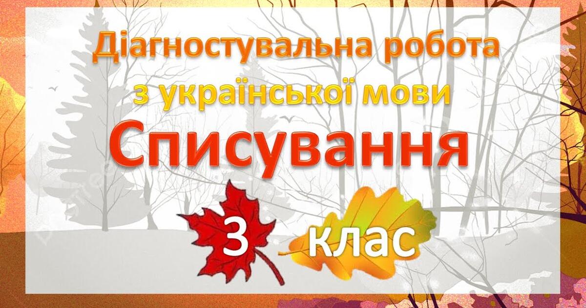 Діагностувальна робота "Списування" - 3 клас НУШ | Інші методичні ...