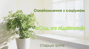 Ознайомлення з соціумом.Старша група. "Сад на підвіконні"