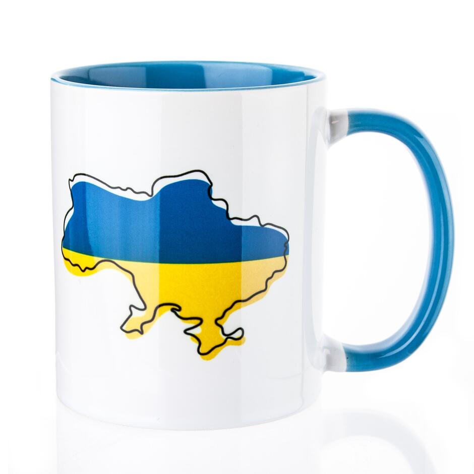 Чашка з блакитною ручкою, блакитна всередині (330 мл) Доброго вечора