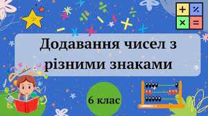 Перевірка знань з теми "Додавання чисел з різними знаками" 6 клас