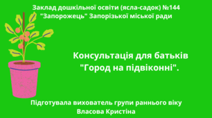 Консультація для батьків "Город на підвіконні"