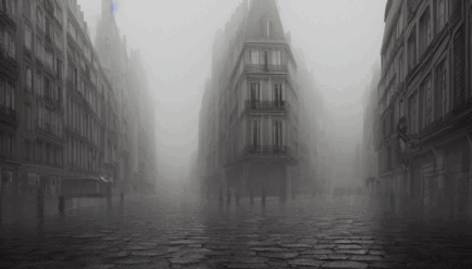 prompthunt: empty neo - gothic paris streets in the fog, wet ground, hyperdetailed, artstation, cgsociety, 8 k