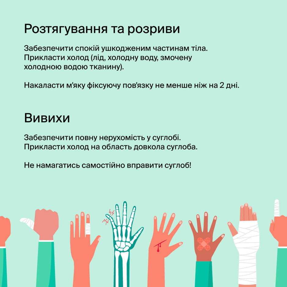перша допомога при розтягненнях та вивихах