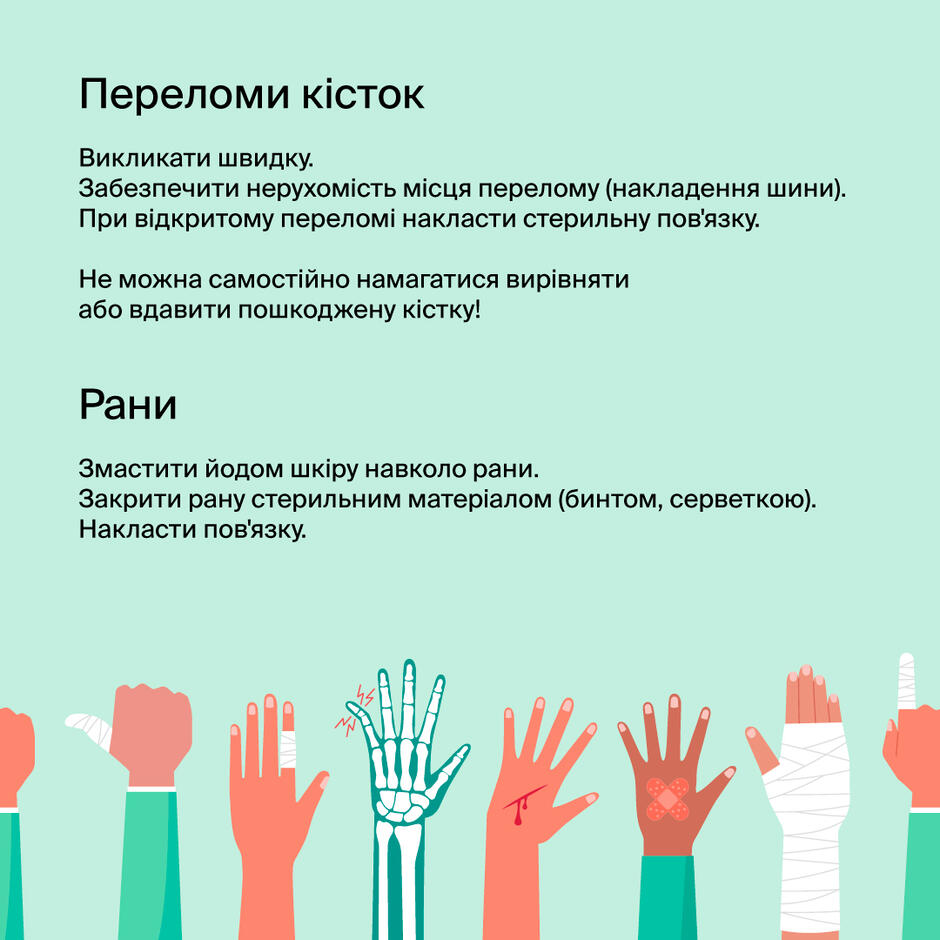 перша допомога при переломах кісток та ранах