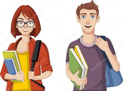 Pareja adolescente con mochilas y libros . Vector de stock por ©deniscristo 124569774