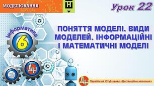 Відеоурок "Поняття моделі. Види моделей. Інформаційні і математичні моделі"