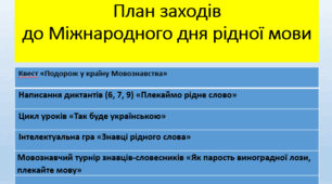 План заходів до Міжнародного дня рідної мови