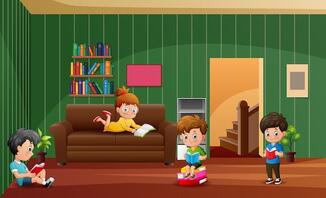 Premium Vector | Cartoon the children learning at home