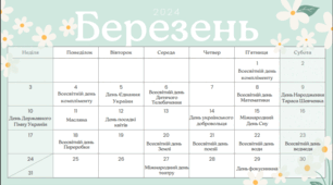 Календар святкових та пам'ятних дат на на Березень 2024