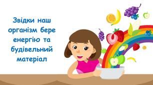 Презентація на тему "Звідки наш організм бере енергію та будівельний матеріал" 5 клас НУШ