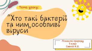Презентація : "Хто такі бактерії та чим особливі віруси" 5 клас Пізнаємо природу