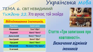Стаття “Три запитання про коштовності”. Визначення відмінків іменників
