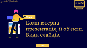 Комп’ютерна презентація, її об’єкти. Види слайдів.