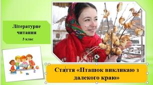 Презентація «Пташок викликаю з далекого краю" стаття ;за підручником М. Чумарна «Українська мова та читання» 3 клас