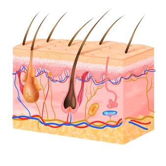 Free Vector | Realistic skin structure with its layers and hairs vector illustration