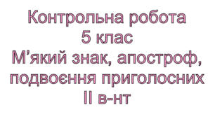 Контрольна робота   М'який знак, апостроф, подвоєння приголосних ІІ -в-нт