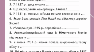 Аркуш завдань "Японія у міжвоєнний період"