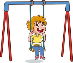 Premium Vector | Cute little kids swinging on a swing vector clip art illustration