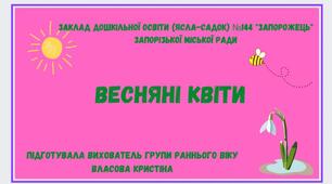 Заняття по ознайомленню з природою "Весняні квіти"