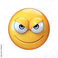 Evil emoji isolated on white background, mischievous emoticon 3d rendering Stock Illustration | Adobe Stock
