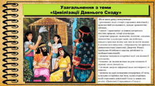 Узагальнення з теми «Цивілізації Давнього Сходу». 6 клас (НУШ). За підручником авторів Бандровський О. та інші.