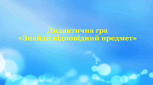 Презентація Тема: "Знайди відповідний предмет"