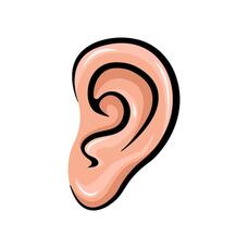 Oreille Colorée Art Dessin Animé Isolé Illustration Vectorielle | Vecteur Premium