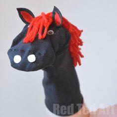 Пін містить це зображення: No Sew Horse Puppet - Red Ted Art - Kids Crafts