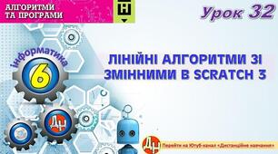 Відеоурок "Лінійні алгоритми зі змінними в Scratch 3"