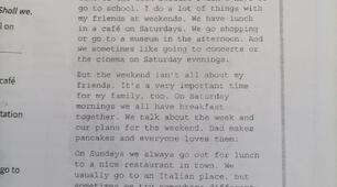 Reading test .5th  form. My weekends.