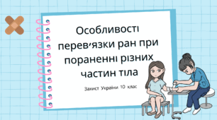 Презентація на тему "Особливості перев’язки ран при пораненні різних частин тіла"