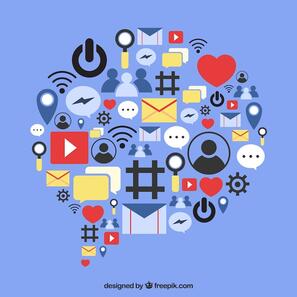 Social media elements in a cloud shape