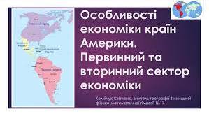 Особливості економіки країн Америки. Первинний та вторинний сектори економіки