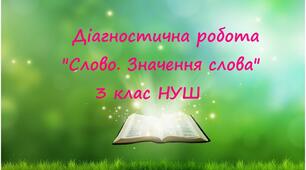 Діагностична робота з теми "Слово.Значення слова." 3клас НУШ