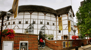 Going to the Theatre. The Globe Theatre in London