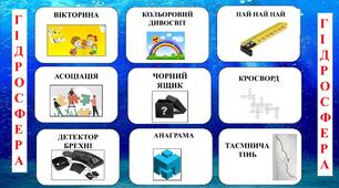 Урок-гра “Гідросфера” розроблено за технологією "Хрестики-нулики"