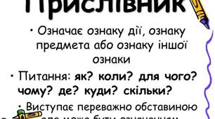 Прислівник як частина мови. Правопис прислівників. Контрольна робота.
