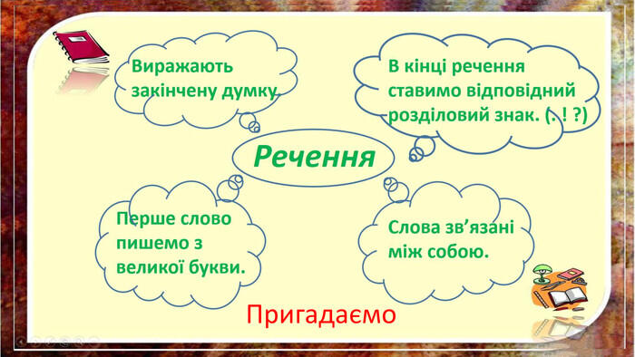 Урок - презентація "Досліджую розповідні речення"