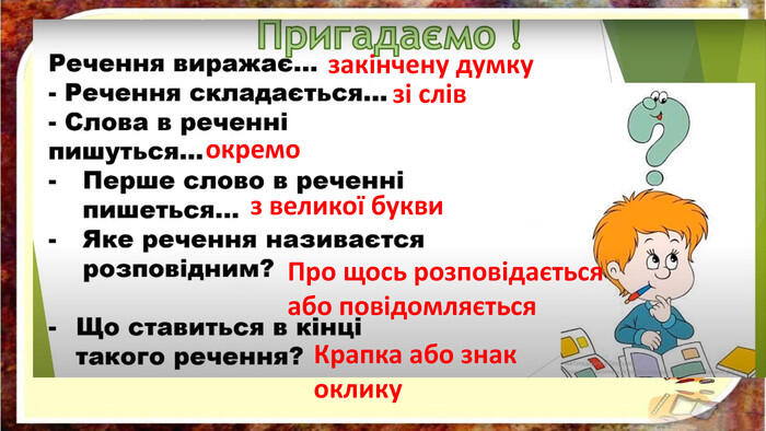 Урок - презентація "Досліджую питальні речення"