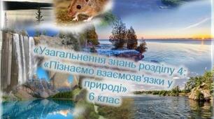 Узагальнення знань розділу 4 "Пізнаємо взаємозв'язки у природі"